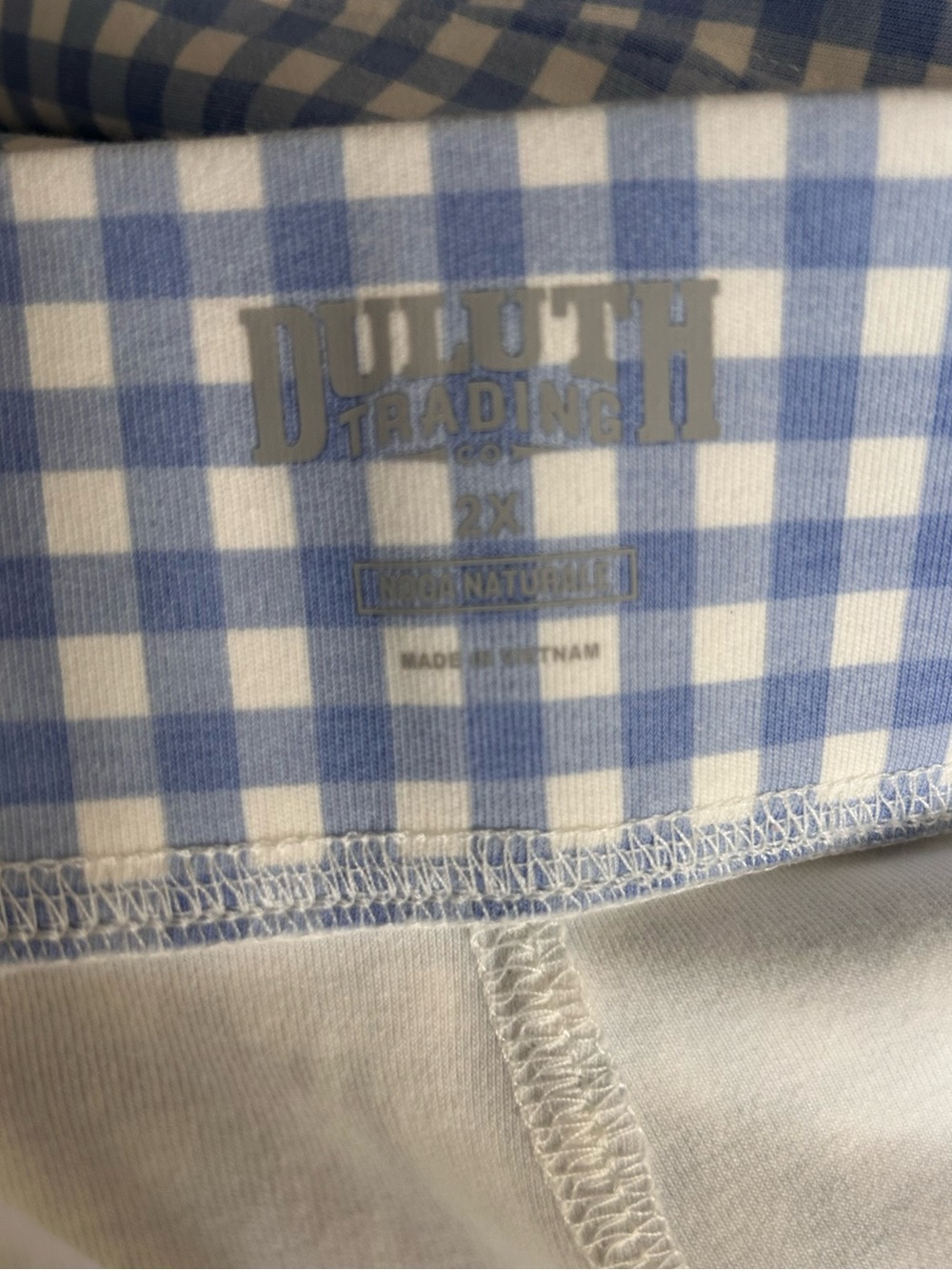 Duluth NoGA Naturale Gingham Checker Blue&White Pull On 10" Knit Shorts Size 2X - Picture 4 of 5